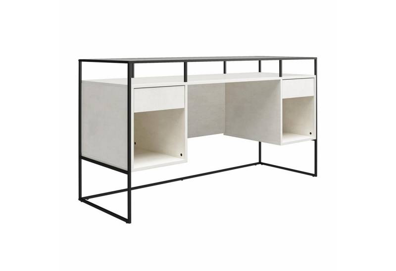 loft24 Schreibtisch Camley, Glastischplatte, 2 Schubladen, Metallgestell, Breite 139 cm von loft24