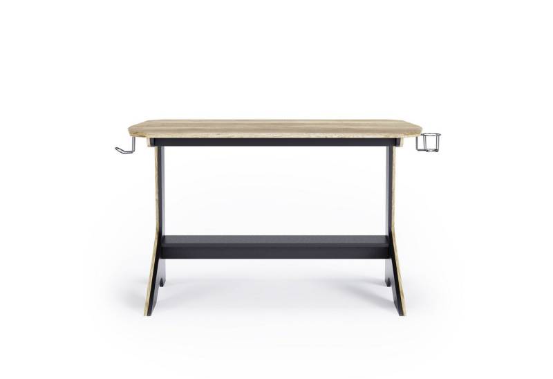 loft24 Schreibtisch Jersey, Arbeitstisch mit Halterung für Trinkbecher Holzoptik von loft24