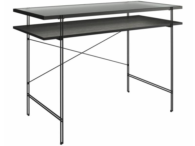 loft24 Schreibtisch Rain, Arbeitstisch, Computertisch, Glastisch, Metallgestell, Breite 110 cm von loft24