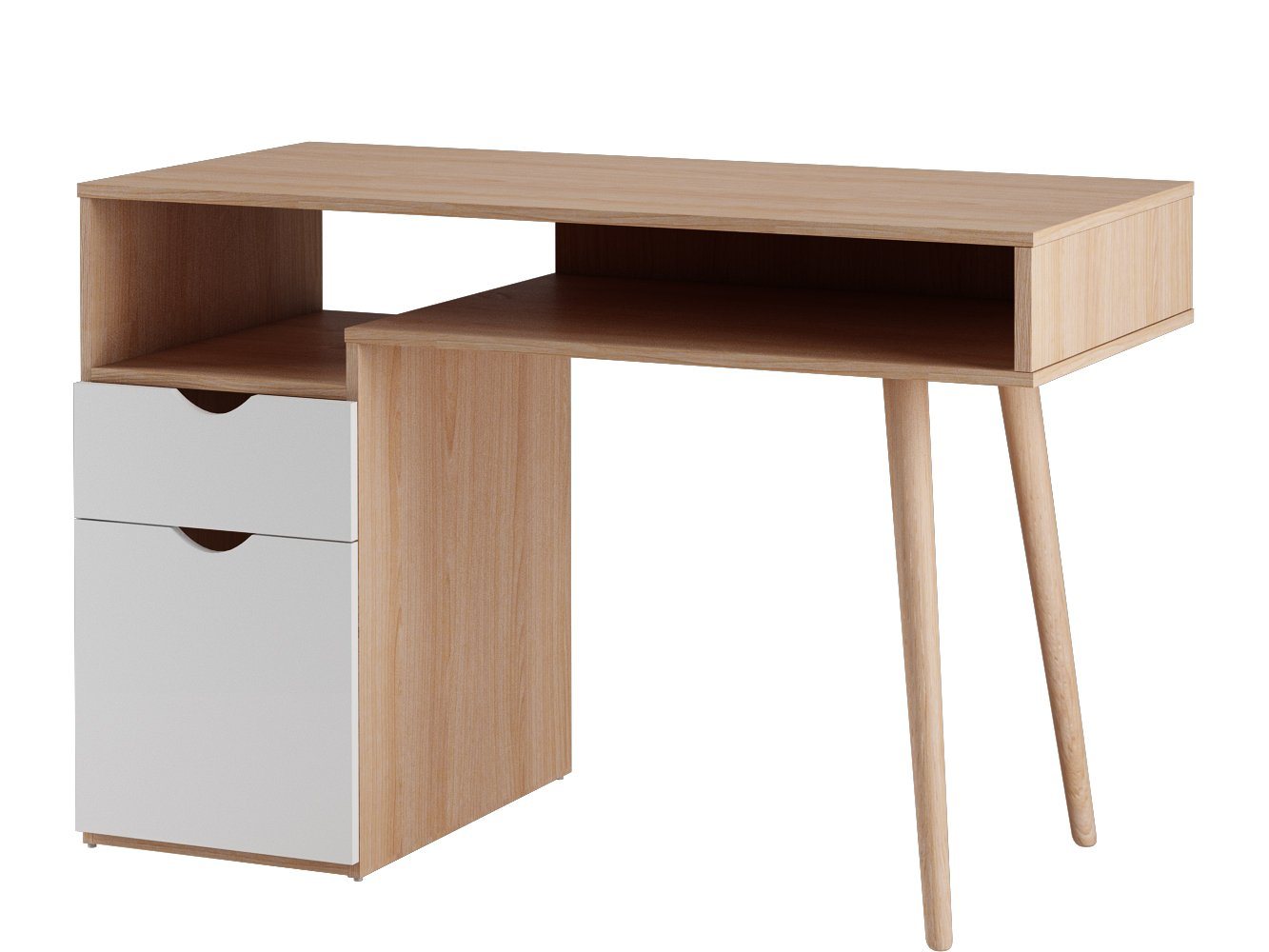 loft24 Schreibtisch Sebi, Computertisch mit Schublade+Tür, Skandinavischer Stil, Breite 120 cm von loft24