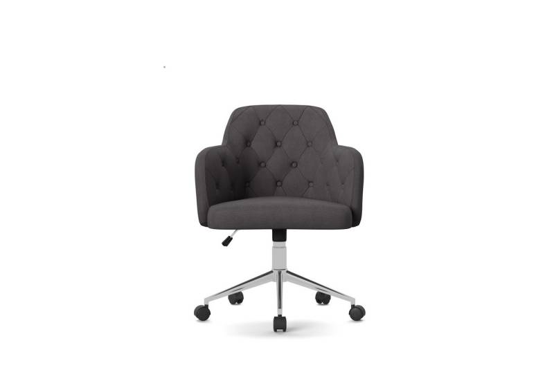 loft24 Schreibtischstuhl Washington (1 St), Drehstuhl mit Chrom Gestell Stoffbezug mit Knopfheftung von loft24