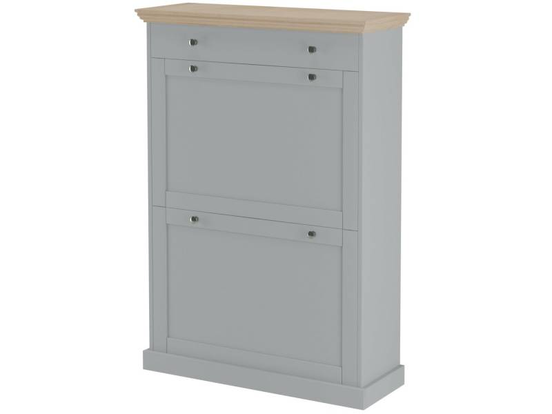 loft24 Schuhkipper Bianca, Schuhschrank, 2 Klappen, 1 Schublade, MDF, Landhausstil von loft24