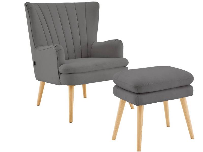loft24 Sessel Zandy (2-St), mit Hocker, Armsessel, Postersessel von loft24