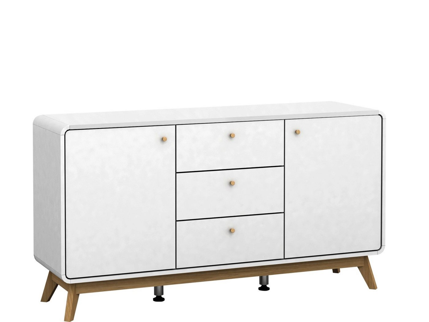 loft24 Sideboard Caitlin, mit 2 Türen und 3 Schubladen, Breite 140 cm, Schrank Wohnzimmer von loft24