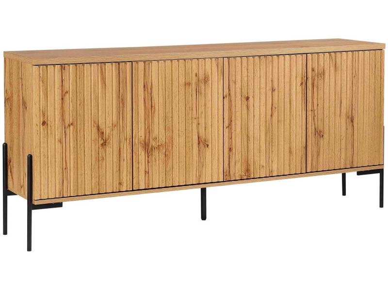 loft24 Sideboard Cesar, Anrichte mit 4 Türen, Holzoptik, Metallbeine, Schrank, 178 cm breit von loft24