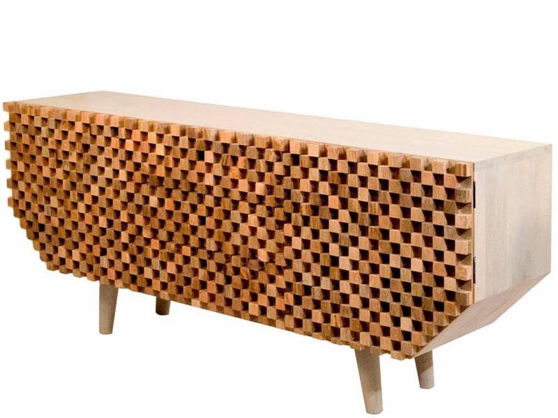 loft24 Sideboard Cook, Anrichte aus Massivholz, Schachbrettmuster Design, Breite 177 cm von loft24