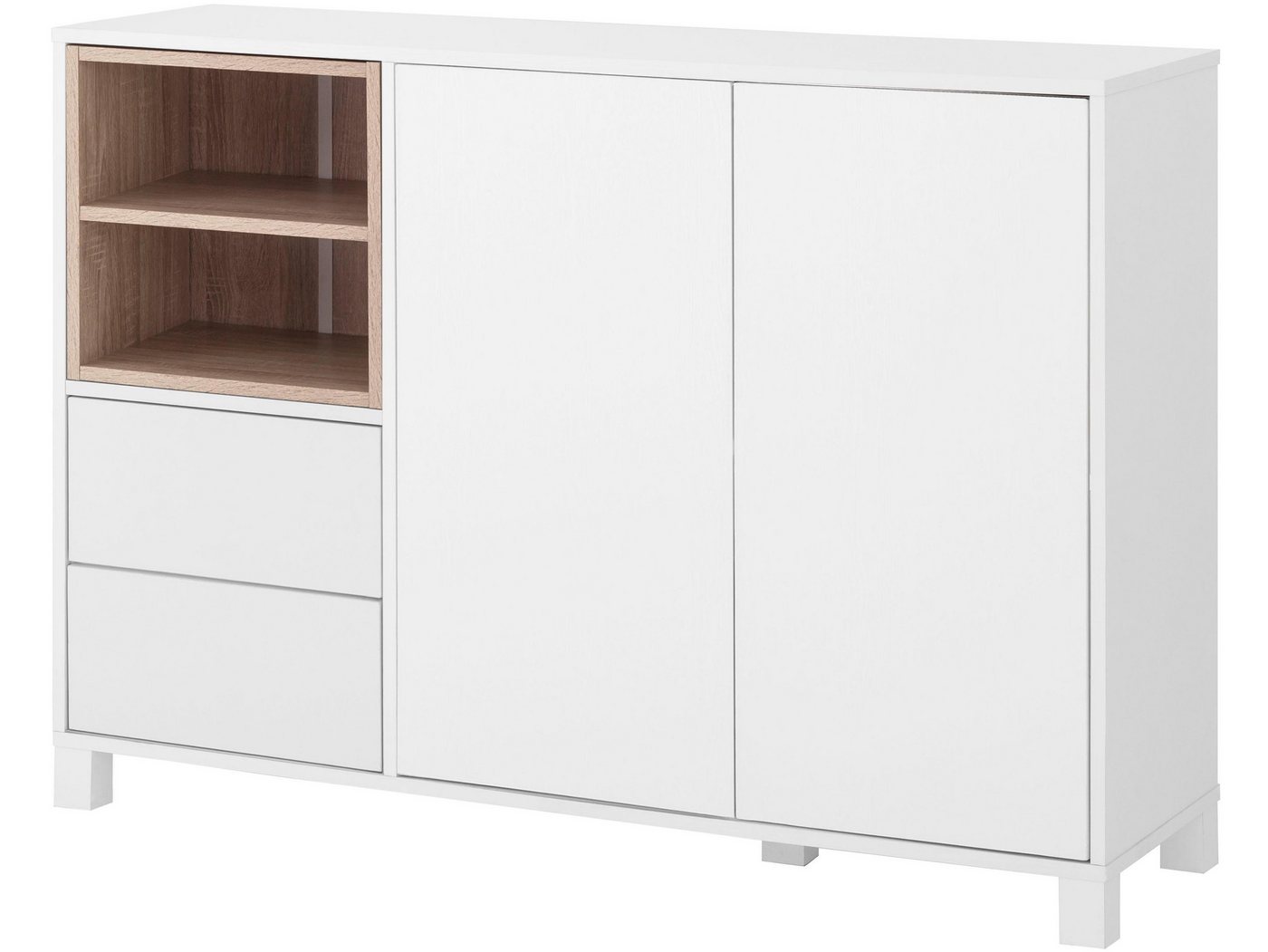 loft24 Sideboard Paula, Mehrzweckschrank Anrichte Push-to-Open-Funktion weiß modern von loft24