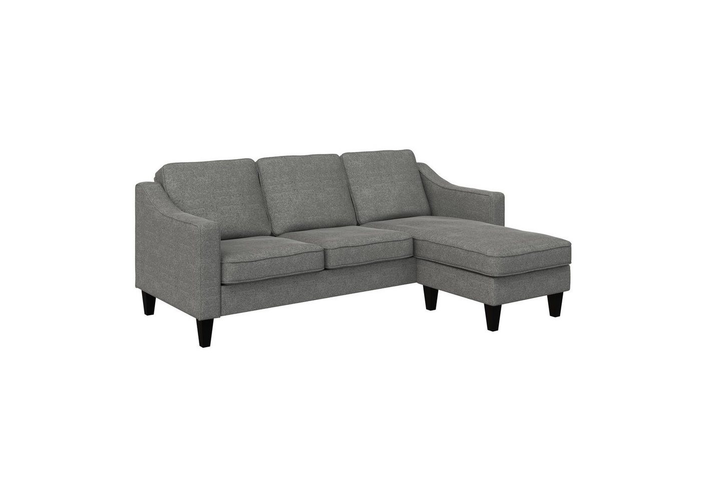 loft24 Sofa Brighton, Ecksofa mit Recamiere und Armlehnen, Stoffbezug, Länge ca. 207 cm von loft24