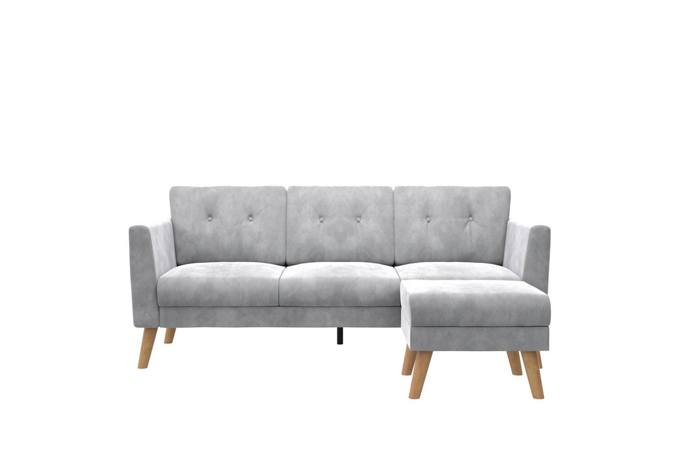 loft24 Sofa Daya, 1 Teile, 3-Sitzer Couch mit Bezug in Samtoptik mit Fußstütze, Breite 192 cm von loft24