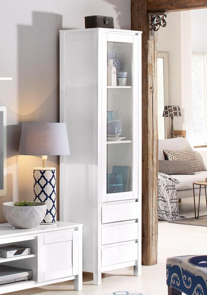 loft24 Standvitrine Salento Vitrine, Vitrinenschrank, Schrank mit Glastür, Kiefer, Landhausstil von loft24
