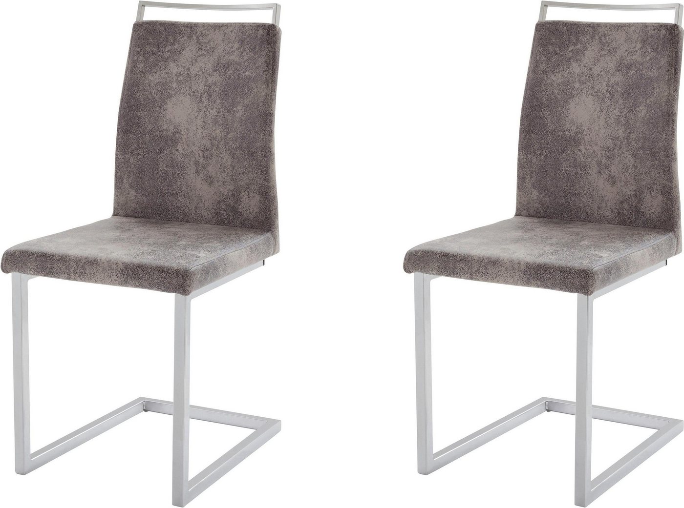 loft24 Stuhl Brendy (Set, 2 St), Esszimmerstuhl Freischwinger, Mikrofaser Bezug, Chromgestell von loft24