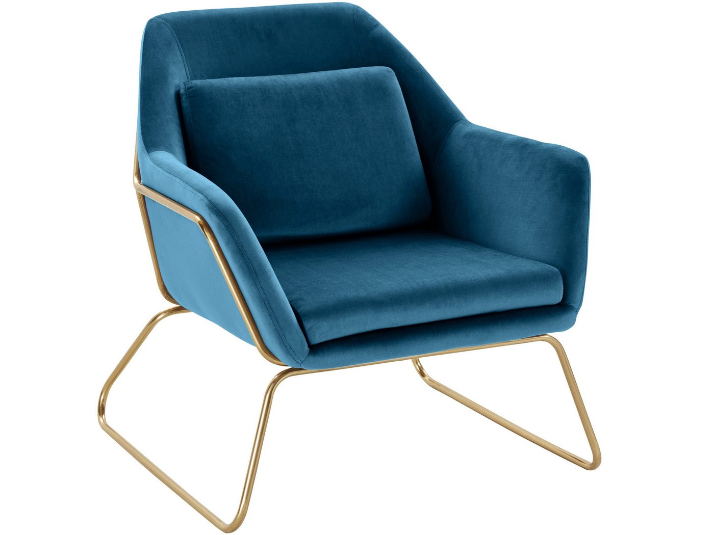 loft24 Stuhl Juliette (1 St), Loungesessel, Armlehnsessel, Sessel, Samtbezug, Metallgestell gold von loft24