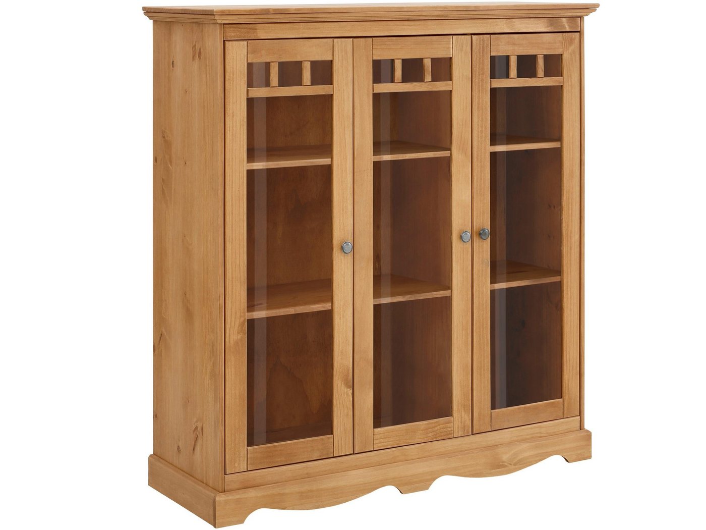 loft24 Vitrine Monty Standvitrine, Vitrinenschrank, 3 Glastüren, Kiefer, Landhausstil von loft24