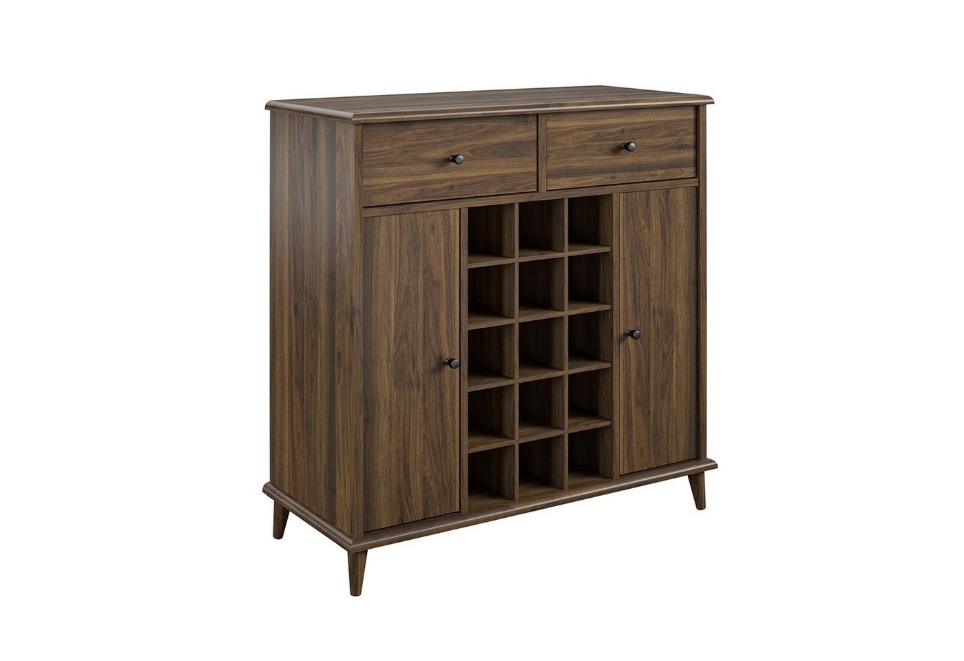loft24 Weinschrank Farnsworth Barschrank Weinschrank Highboard Anricht, Walnuss Optik von loft24