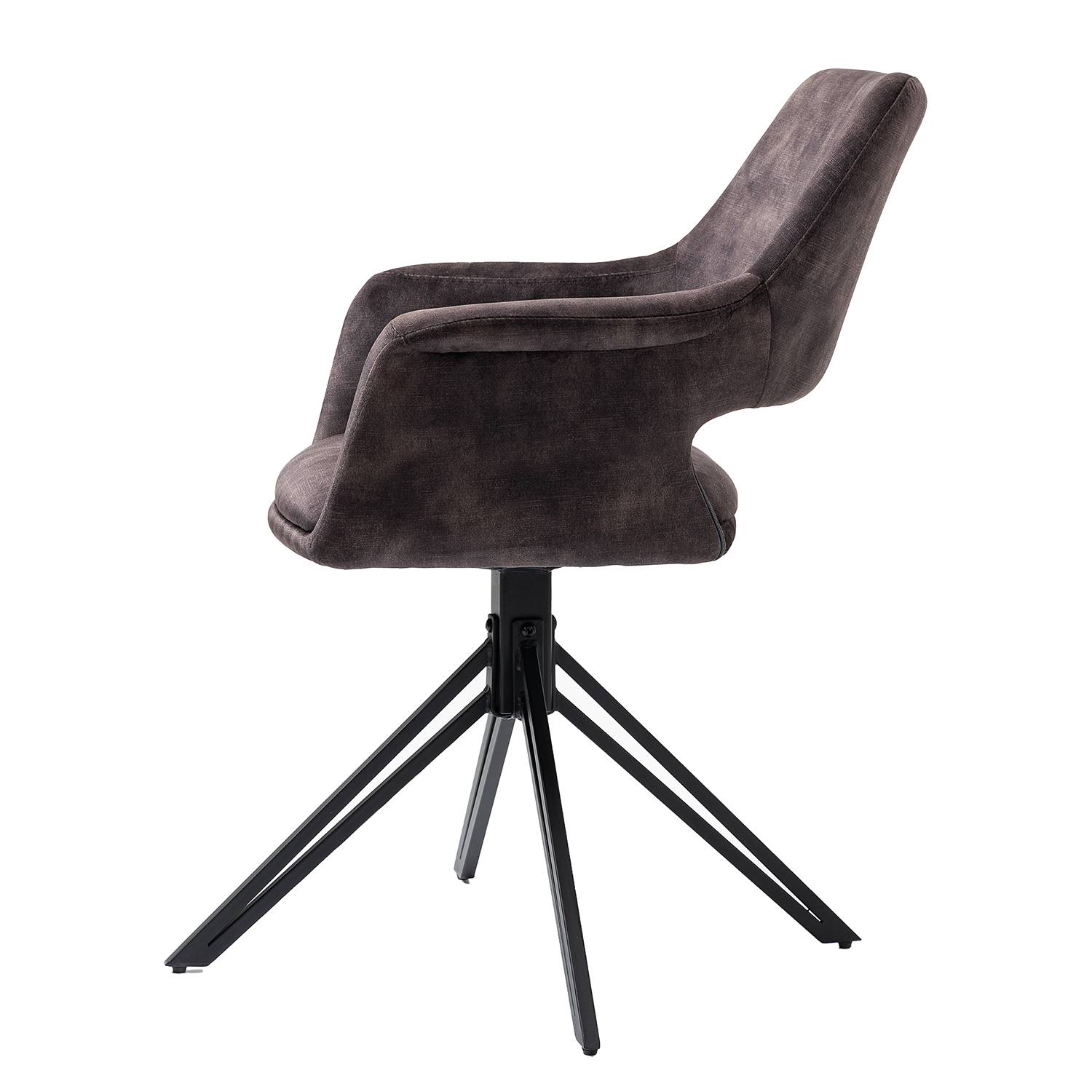 home24 Drehbarer Armlehnenstuhl Moala 2er-Set 57 x 84 x 61cm Grau/Vintage Grau von home24