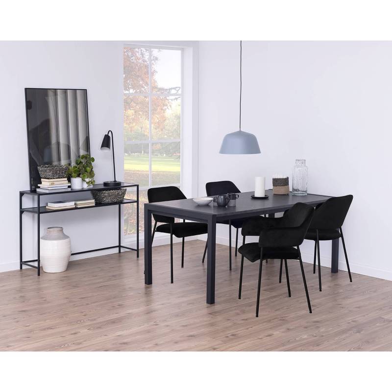home24 Armlehnenstuhl Rapallo 2er-Set 54 x 82 x 55cm Schwarz/Schwarz von home24