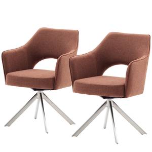 home24 Drehbarer Armlehnenstuhl Tursin 2er-Set 64 x 85 x 61cm Braun/Rostbraun Edelstahl von home24