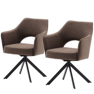 home24 Drehbarer Armlehnenstuhl Tursin 2er-Set 64 x 85 x 61cm Braun/Latte Macchiato Schwarz von home24