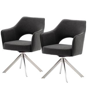 home24 Drehbarer Armlehnenstuhl Tursin 2er-Set 64 x 85 x 61cm Grau/Anthrazit Edelstahl von home24