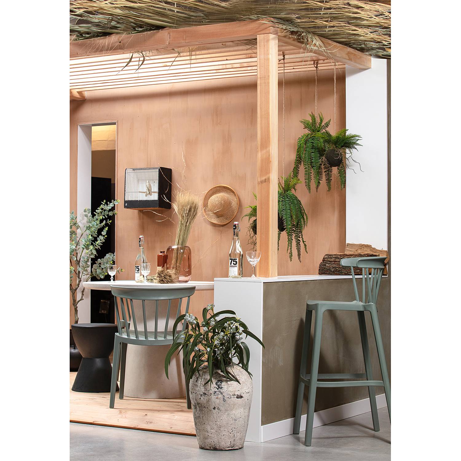 home24 Barstuhl Attara (2er-Set) 54 x 103 x 51cm Mintgrau von home24
