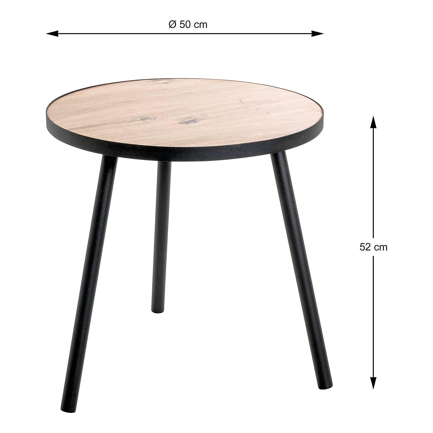 home24 Beistelltisch Baligill - Höhe 52 cm Ø 50cm Schwarz von home24