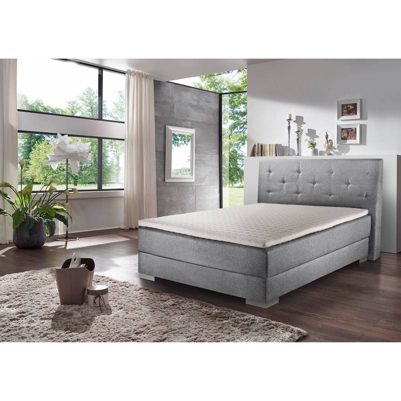 home24 Boxspringbett Austin 120 x 200cm Spanplatte Silber/Silber H2 von home24
