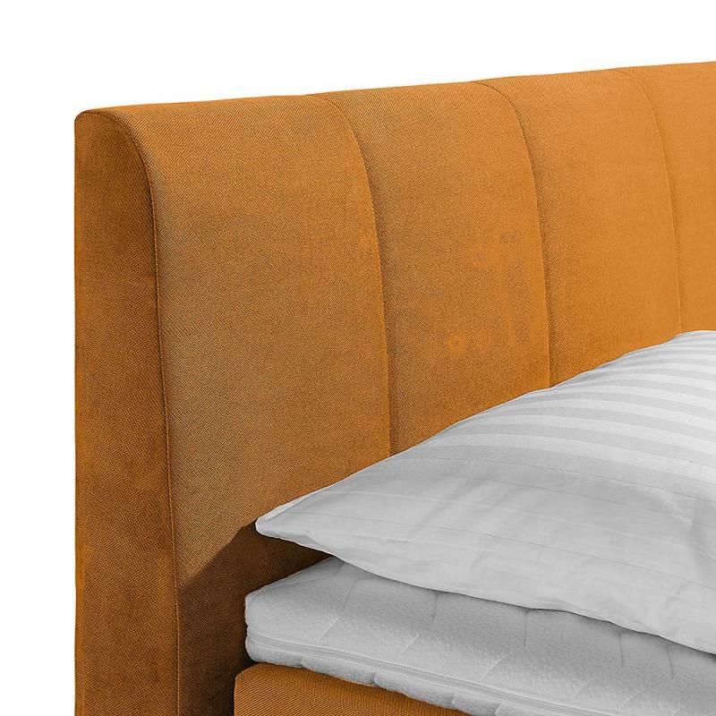 home24 Boxspringbett Baila 180 x 200cm Webstoff Gelb/Gelb H3 Kaltschaummatratze von home24