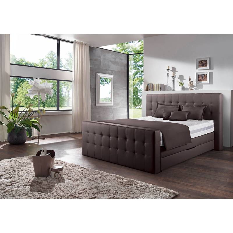 home24 Boxspringbett Calina 180 x 200cm Spanplatte Braun/Mokka H4 von home24