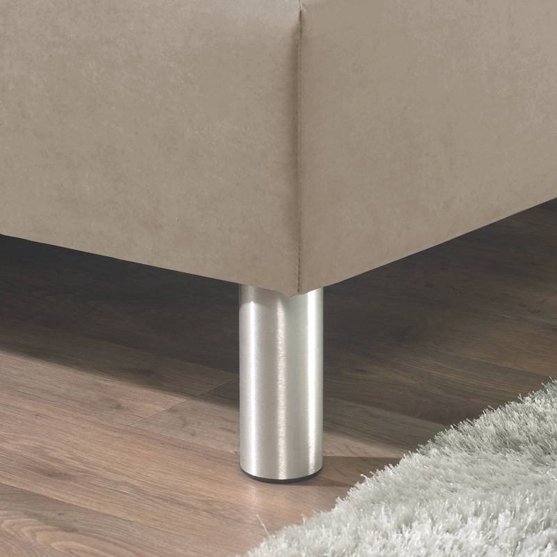 home24 Boxspringbett Hedensted 100 x 200cm Webstoff Beige/Cappuccino H2 Kaltschaummatratze von home24