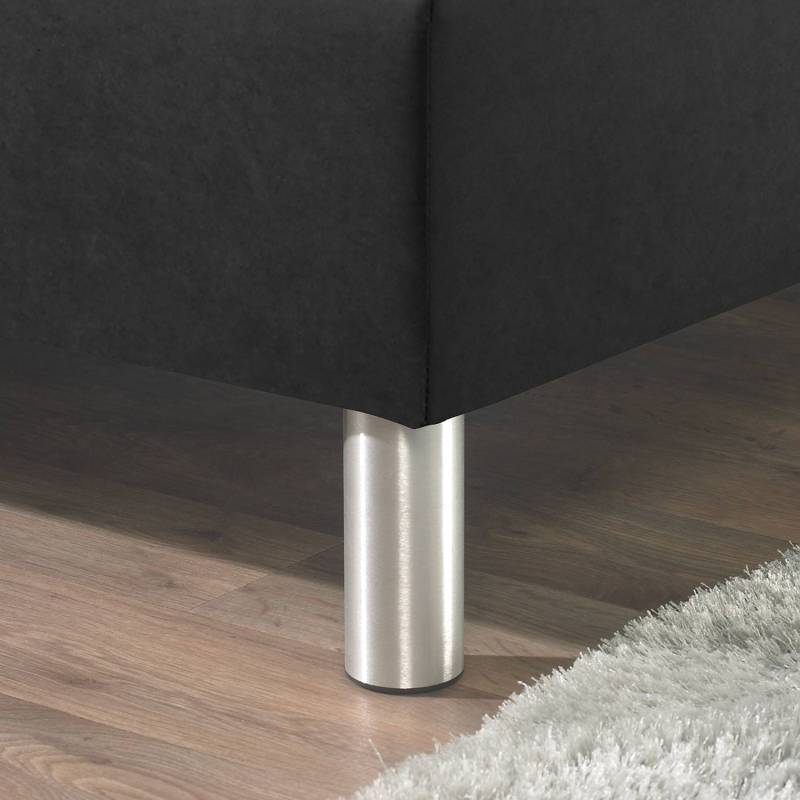 home24 Boxspringbett Hedensted 100 x 200cm Webstoff Schwarz/Schwarz H2 Bonellfederkernmatratze von home24