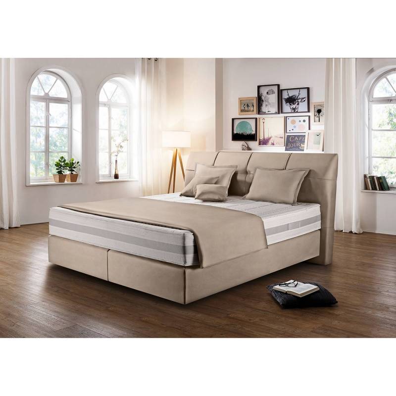 home24 Boxspringbett Miro 180 x 200cm Spanplatte Beige/Beige H3 von home24