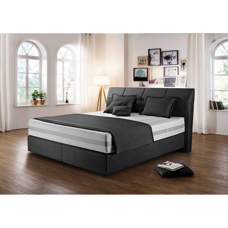 home24 Boxspringbett Miro 160 x 200cm Spanplatte Grau/Anthrazit H4 von home24