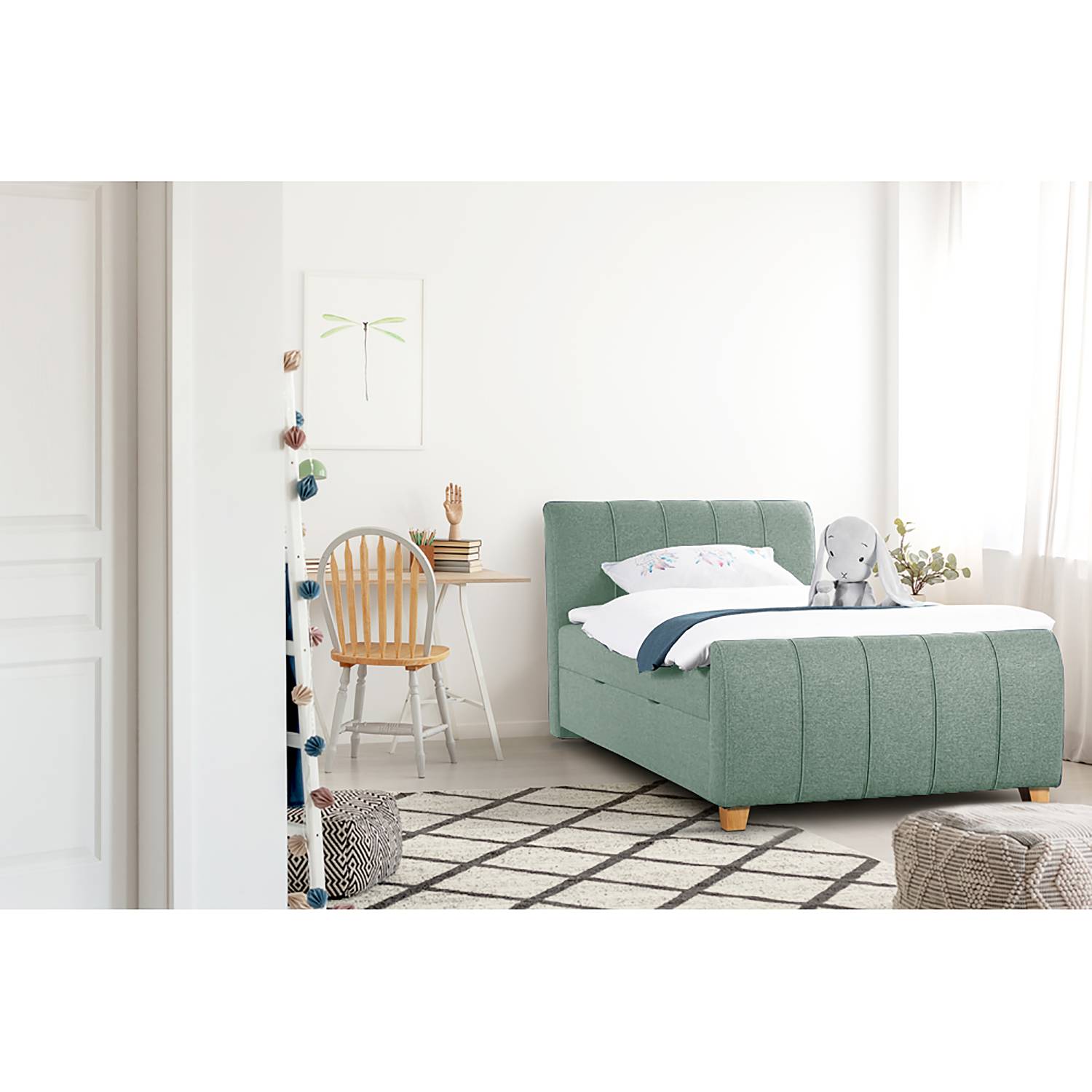 home24 Boxbett Noble County mit Stauraum 120 x 200cm Strukturstoff/Webstoff Blau/Mint Eiche home24 Boxbett Noble County mit Stauraum 120 x 200cm Strukturstoff/Webstoff Blau/Mint Eiche von home24