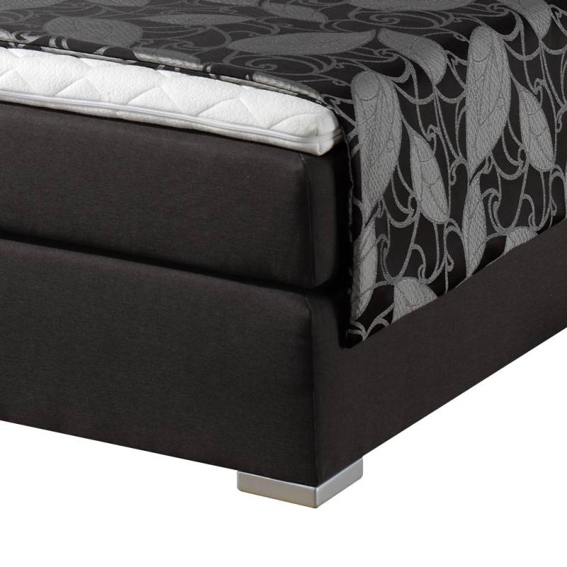 home24 Boxspringbett Sandor 140 x 200cm Strukturstoff Grau/Anthrazit H3 Tonnentaschenfederkernmatratze von home24
