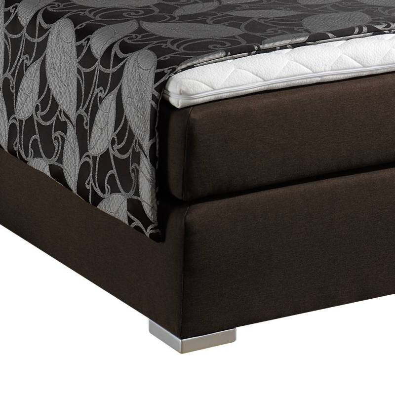 home24 Boxspringbett Sandor 160 x 200cm Strukturstoff Braun/Braun H2 Tonnentaschenfederkernmatratze von home24