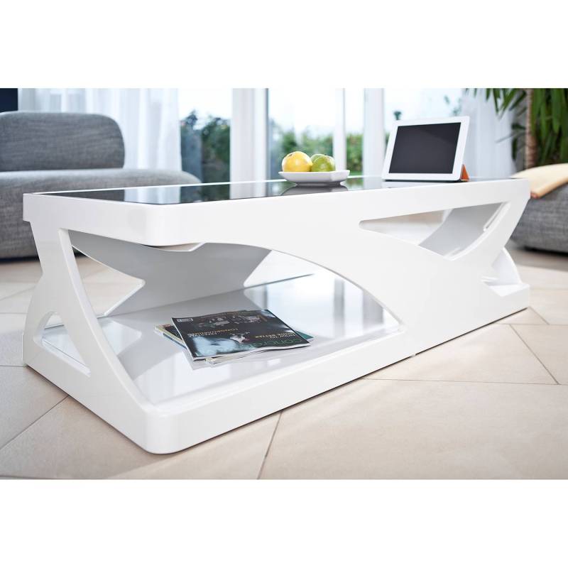 home24 Couchtisch Piombino 120 x 38 x 60cm Schwarz/Weiß von home24