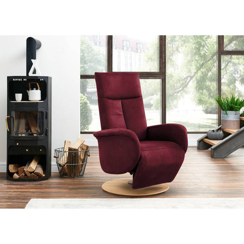 home24 Relaxsessel Nesebar I Rot Microfaser Flavie Elektrisch verstellbar: 2 Motoren mit Kabel ohne Aufstehhilfe/Relaxfunktion 75 x 112 x 82cm von home24