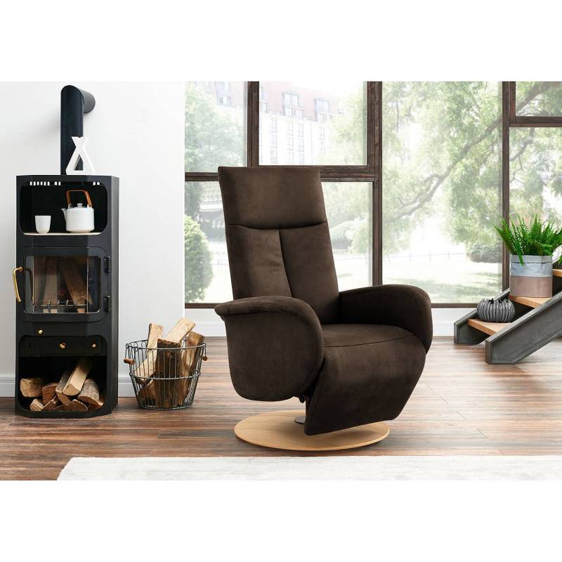 home24 Relaxsessel Nesebar I Braun Microfaser Flavie Manuelle Verstellung ohne Aufstehhilfe/Relaxfunktion 75 x 112 x 82cm von home24