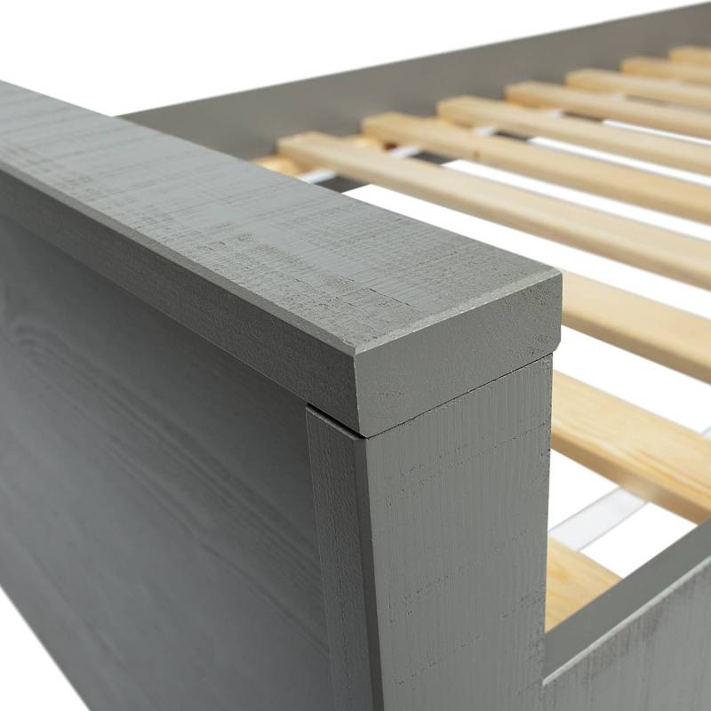 home24 Massivholzbett Molholt 90 x 200cm Kiefer, lackiert Grau Kiefer von home24