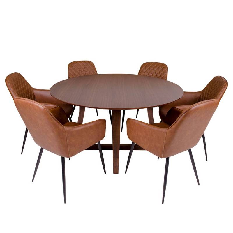 home24 Esstisch Moyon Ø 137cm Braun von home24