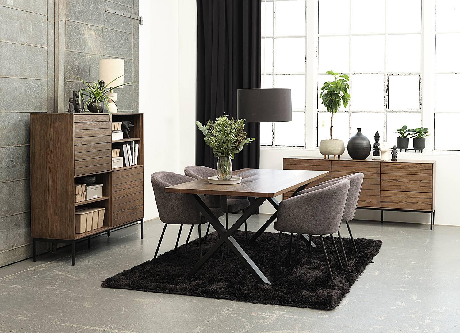 home24 Esszimmerstuhl Chelva 2er-Set 57 x 80 x 59cm Grau/Dunkelgrau von home24