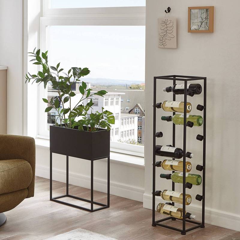 home24 Flaschenregal Falmer Metall, lackiert Schwarz 26 x 104 x 26cm von home24
