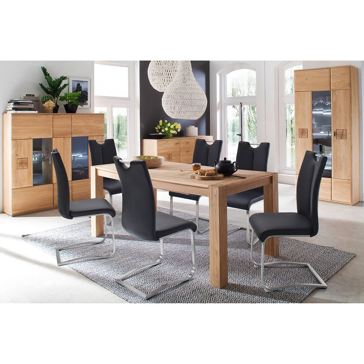 home24 Freischwinger Anamela I 2er-Set 45 x 102 x 58cm Schwarz/Schwarz von home24