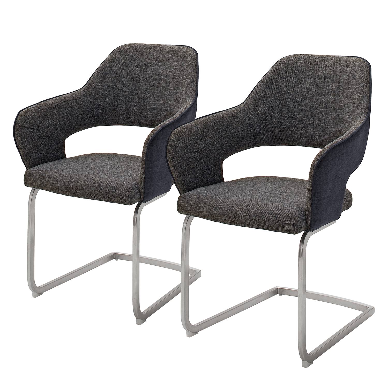 home24 Freischwinger Savega 2er-Set 58 x 89 x 59cm Grau/Dunkelgrau von home24