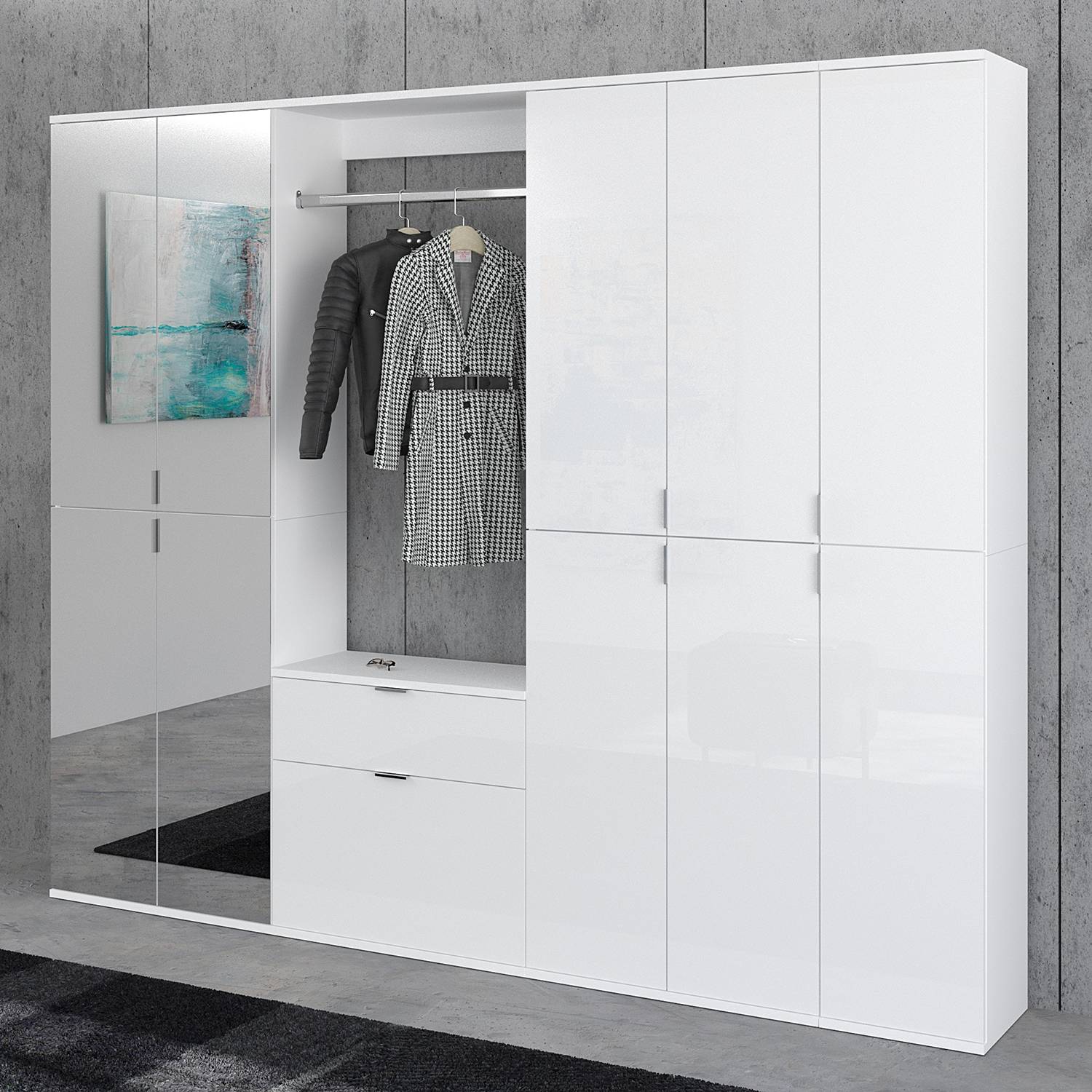 home24 Garderobenset 5-teilig Kombi C 213cm Weiß/Weiß home24 Garderobenset 5-teilig Kombi C 213cm Weiß/Weiß von home24