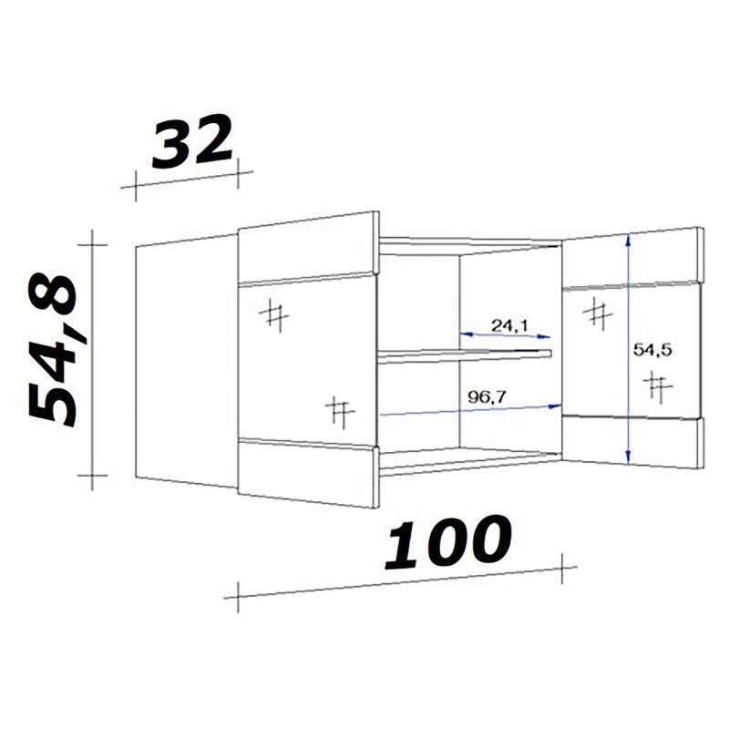 home24 Hängeschrank Glas horizontal 100cm Braun/Grau/Basalt von home24