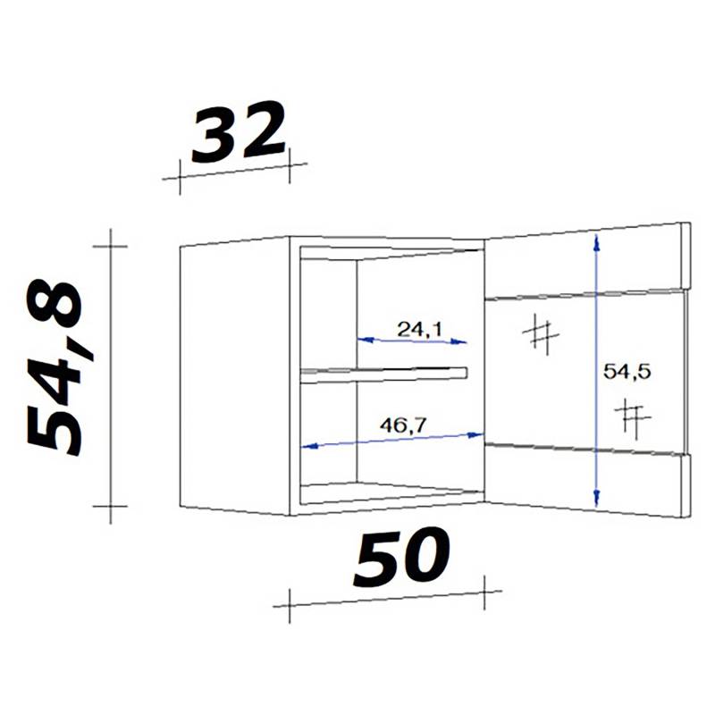 home24 Hängeschrank Glas horizontal 50cm Braun/Grau/Basalt von home24