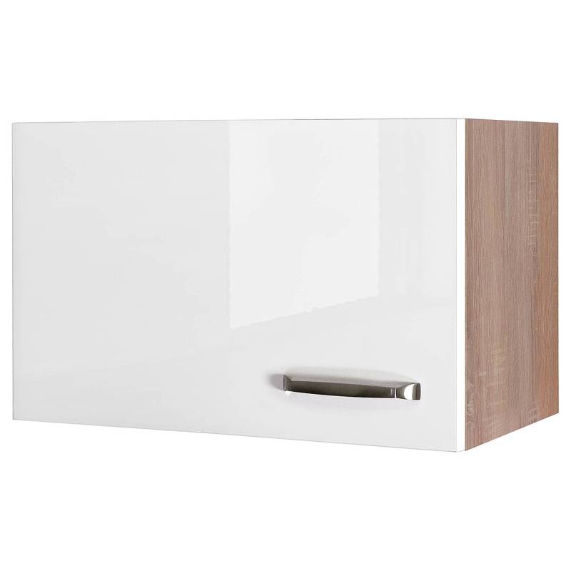 home24 Hängeschrank Cresta Höhe 32 cm 60 x 32 x 32cm Braun/Weiß/Hochglanz Weiß/Eiche Sonoma Dekor von home24