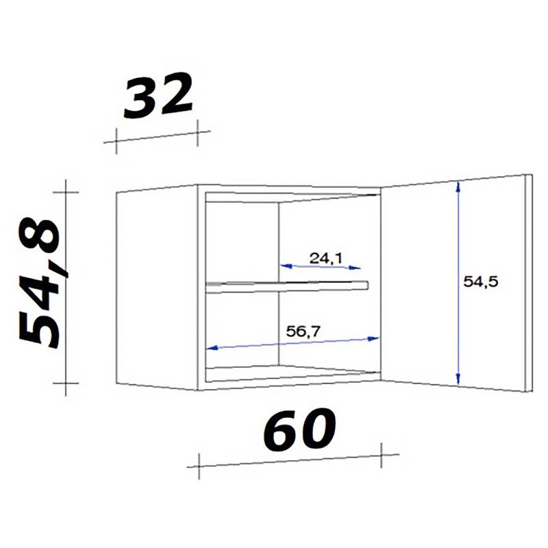 home24 Hängeschrank 60cm Braun/Weiß/Weiß/Eiche Sonoma Dekor von home24