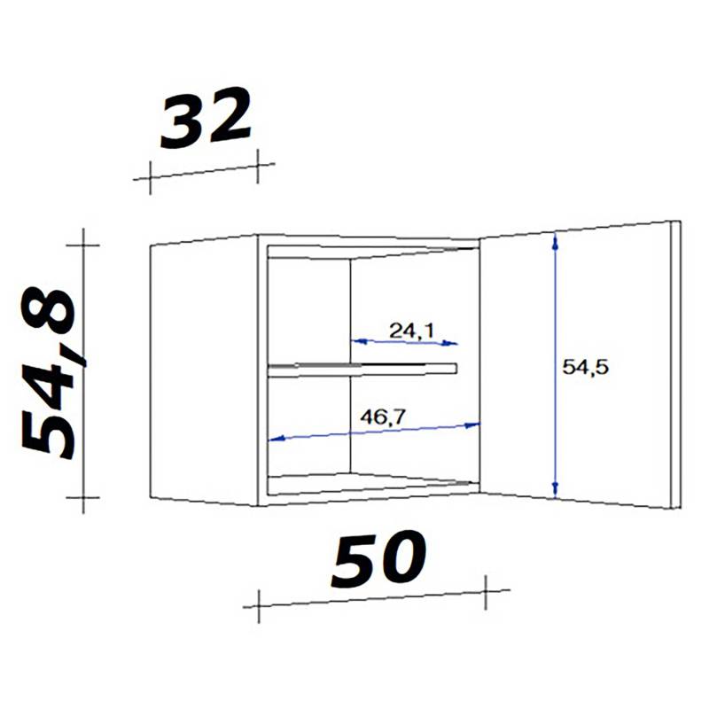 home24 Hängeschrank 50cm Braun/Weiß/Hochglanz Weiß/Eiche Sonoma Dekor von home24
